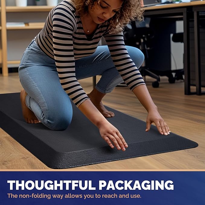 FEATOL Anti Fatigue Mat for Standing, 9/10 Extra Thick Ergonomic Standing Desk Mat, Comfort & Durable Memory Foam Standing Mat at Home,Office All Day (20" x 59", Black, 1PC)