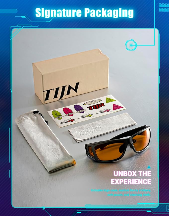 TIJN Sonia Sleep Glasses for Blue & Green Light Blocking,Red Lens with Dual AR Coating,Wraparound Frame for Gaming Screen