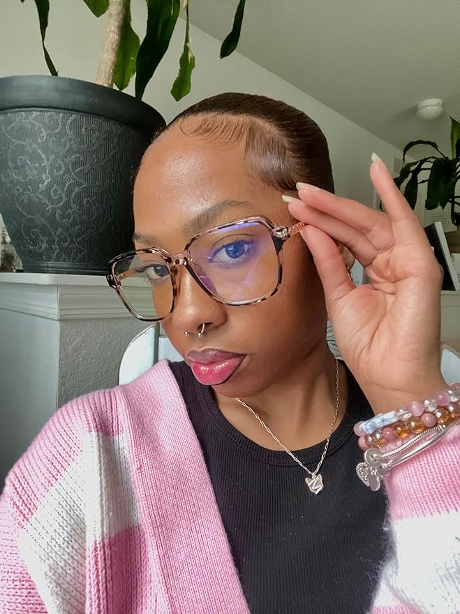 VISOONE Oversized Blue Light Blocking Glasses with Chic Square TR90 Frame and Metal Temple for Women Men REMY
