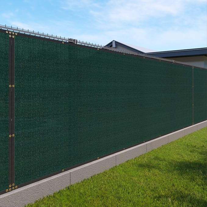 Windscreen4less Privacy Fence Screen Heavy Duty Windscreen Fencing Mesh Fabric Shade Net Cover with Brass Grommtes for Outdoor Wall Garden Yard Pool Deck, 6'x112' Green