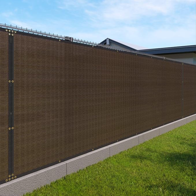 Windscreen4less Privacy Fence Screen Heavy Duty Windscreen Fencing Mesh Fabric Shade Net Cover with Brass Grommtes for Outdoor Wall Garden Yard Pool Deck, 6'x35' Brown