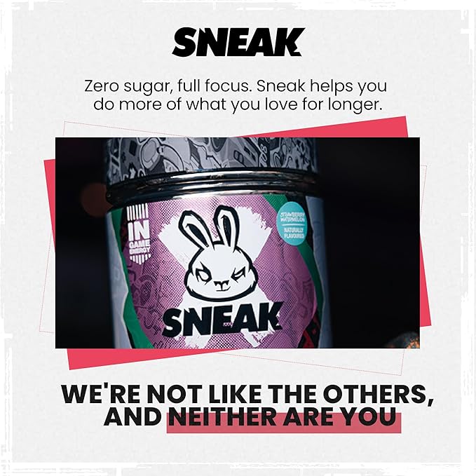 SNEAK Energy Drink Powder | Strawberry Watermelon | No Sugar. No Nasties. Just Natural Caffeine, Focus-Boosting Nootropics | 40 Servings