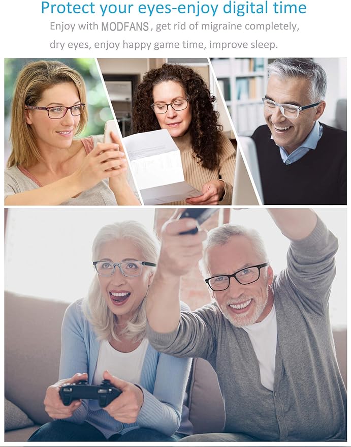 MODFANS Progressive Multifocus 2.5 Reading Glasses,Blue Light Blocking Glasses,Anti-Glare,Anti-Eye Fatigue,UV Protection for Computer/TV/Tablet/Phone,Readers with Comfort Sping Hinge