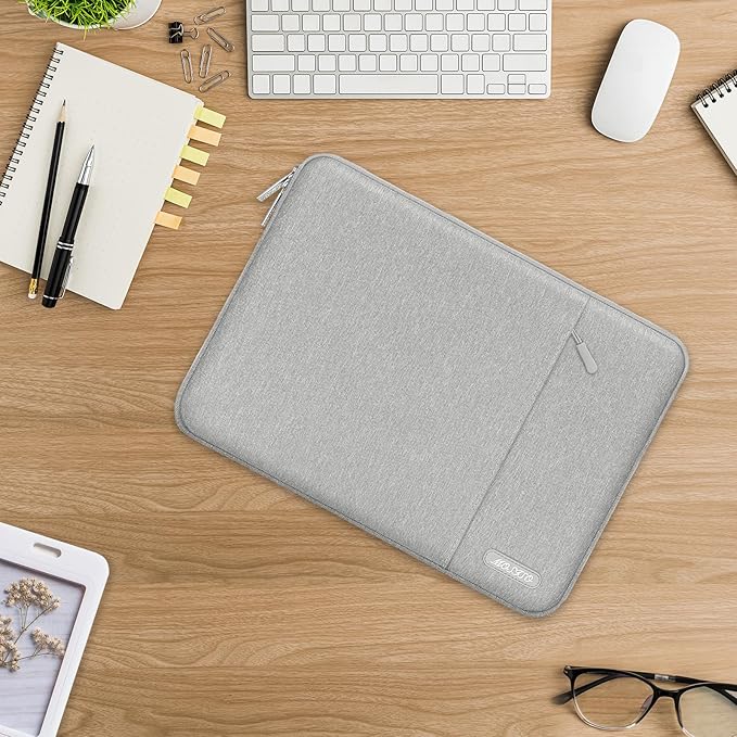 MOSISO Laptop Case 16 inch, 15-15.6 inch Laptop Sleeve Compatible with MacBook Pro 16 M4 M3 M2 M1, HP Acer Dell Lenovo ASUS Notebook, Polyester Vertical Computer Sleeve Bag with Pocket, Gray
