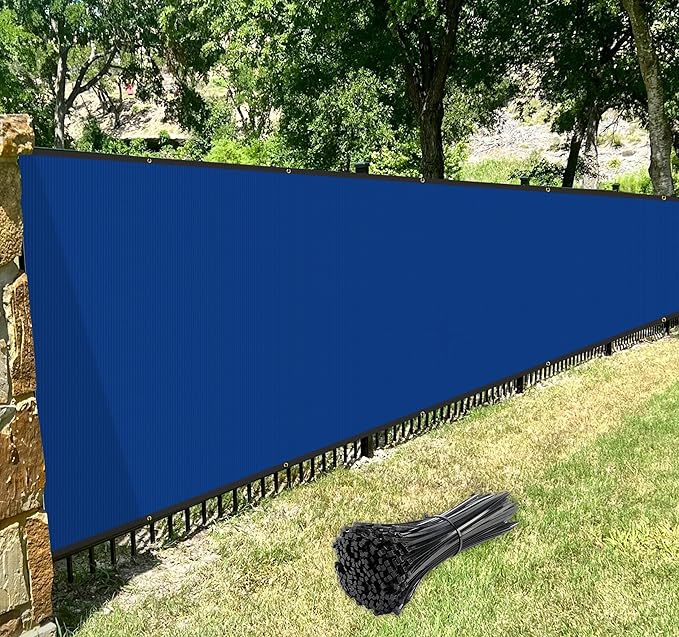 Windscreen4less Privacy Fence Screen Heavy Duty Windscreen Fencing Mesh Fabric Shade Net Cover with Brass Grommtes for Outdoor Wall Garden Yard Pool Deck, 6'x33' Blue