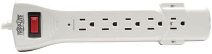 Tripp Lite 7 Outlet Surge Protector Power Strip, 12ft Long Cord, Right-Angle Plug, Fax/Modem Protection, RJ11, $50,000 Insurance (SUPER6TEL12)