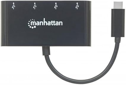 Manhattan 4-Port USB 3.0 Hub – with 5 Gbps Data Transfer, 1A Mobile Device Charging, 8 inch Cable – Compatible with PC, MacBook, Mac Pro, Mac mini, iMac, Surface Pro, Flash Drive - 162746