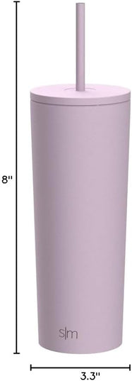 Simple Modern Insulated Tumbler with Lid and Straw | Iced Coffee Cup Reusable Stainless Steel Water Bottle Travel Mug | Gifts for Women Men Her Him | Classic Collection | 24oz | Lavender Mist