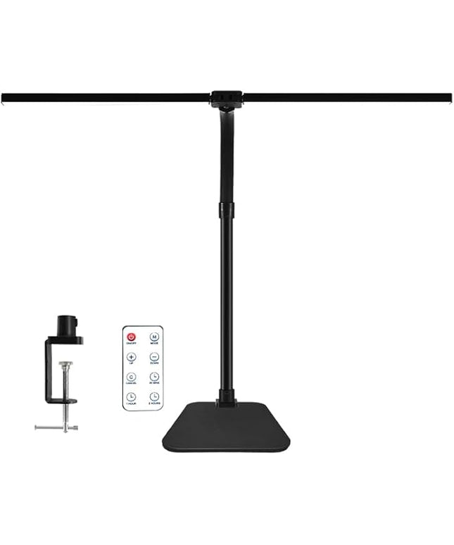 LED Desk Lamp for Office Dorm Home - Eye Caring Desk Light with Timer, Remote Control 24W Brightest Dual Screen Computer Monitor Gooseneck Dimmable Table lamp with Anti-Glare Cover Base