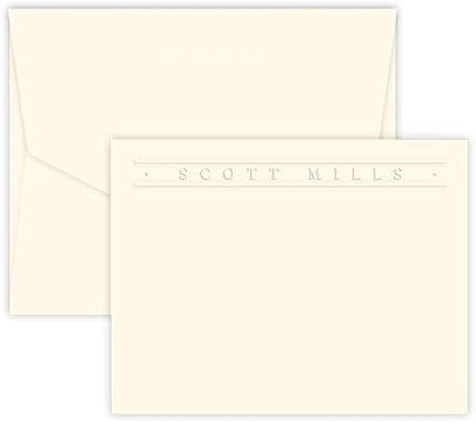 Premium Personalized Embossed Stationery Flat Cards – Triple-Thick 140 lb Cream/White Cardstock | 25 Custom Flat Cards with Matching Envelopes | Elegant Embossed Raised Impression (no ink)