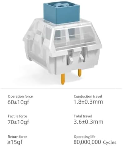 Kailh Box Heavy Blue Switches for DIY Mechanical Keyboard,3-pin/60gf Clicky/RGB/LED/IP56 Water&Dustproof/Long Life switches(Blue,72pcs)