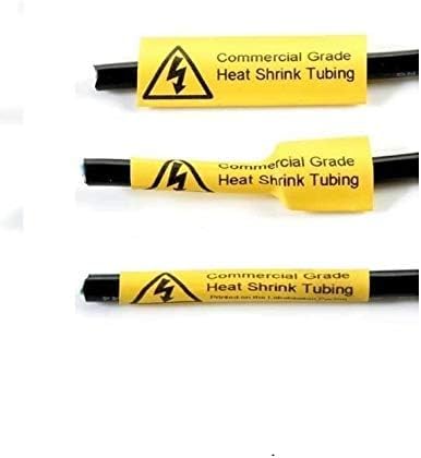 Industrial Labels Replace for DYMO 18056 A18056 12mm Heat Shrink Tube Label Compatible with DYMO Rhino 4200, 5200, 5000, 6000, 6000+ Industrial Label Maker, Black on Yellow, 1/2" x 4.9',4-Pack
