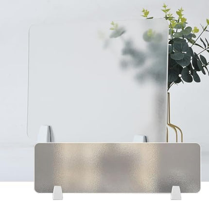 Desk DividersPrivacy Desk Divider 4mm Frosted Acrylic Panel Soundproof and Visual Distraction Shield for Office Desk Free Standingable,Frosted-100X30CM