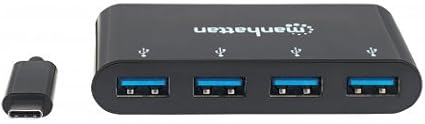 Manhattan 4-Port USB 3.0 Hub – with 5 Gbps Data Transfer, 1A Mobile Device Charging, 8 inch Cable – Compatible with PC, MacBook, Mac Pro, Mac mini, iMac, Surface Pro, Flash Drive - 162746