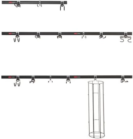 Rubbermaid 20-Piece FastTrack Garage Wall-Mounted Storage Kit 5 Rails and 15 Hooks for Home/House/Tool/Sports/Utility Purposes
