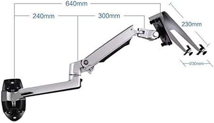 XSJ8012WT Aluminum Alloy Mechanical Spring Arm Wall Mount Laptop Holder Full Motion Laptop Mount Arm Monitor Stand (Black)