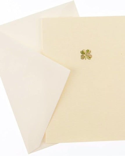 Graphique Shamrock La Petite Presse Boxed Notecards, 10 Embellished Gold Foil Blank Cards with Matching Envelopes and Storage Box, 3.25" x 4.75"