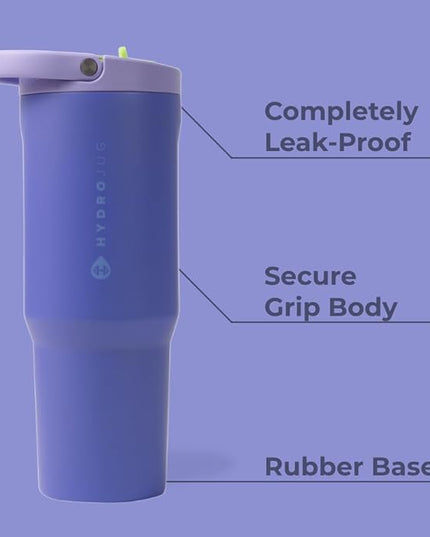 HydroJug Sport - Stainless Steel Tumbler with Straw, Vacuum Insulated, 32oz Leakproof Water Bottle, Ergonomic Design, Reusable, Dishwasher Safe, Rubber Base, Durable for Gym or Outdoors, Lime Rickey