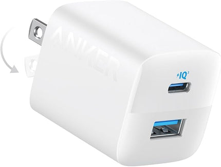 Anker USB C Charger Block, 33W 2 Port Compact Charger with Foldable Plug for iPhone 17/16 Series, Galaxy, and More (Cable Not Included, White)