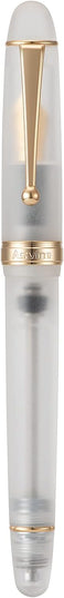 Asvine V126 Vacuum Filling Fountain Pen, Frosted Clear Acrylic Stub Nib 1.1mm Calligraphy Art Drawing Clear Demonstrator Acrylic with Case Set