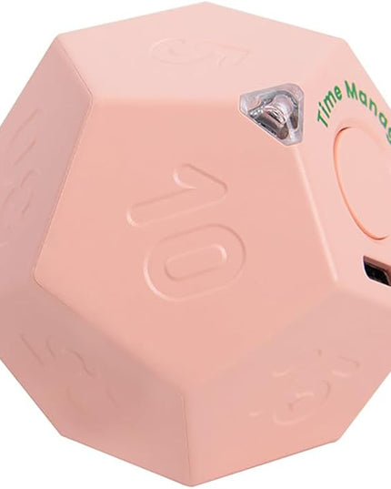 Mini 12 Sided Cube Timer, 11 Preset Times Pomodoro Timer for Enhanced Productivity. Ideal for ADHD Management, Workout, Study & Kitchen Cooking. Easy to Use (Pink)