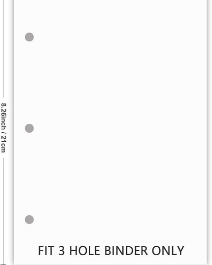 A5 Filler Paper, 3 Hole Planner Refills, Organizer, Binders, Total 100 Sheets/200 Pages, 100gsm, Blank, White Paper, 5.8 x 8.2 Inch, 3 Hole Filler Paper, Mini Binder Refills, Fit 3 Hole Binder Only