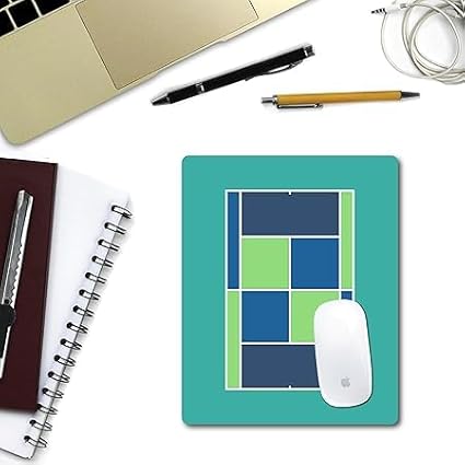 Racquet Inc Tennis Court Mouse Pad – Teal Desk Mousepad with Fabric Surface – Tennis-Themed Office Accessory for Work or Gaming – Compatible with Optical and Laser Mice