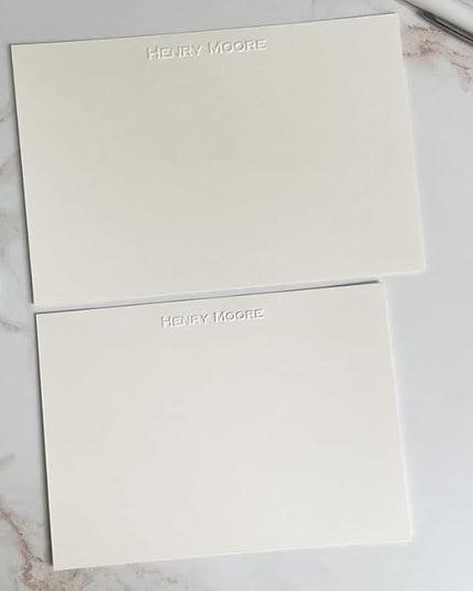 Personalized Embossed Flat Note Cards Set – Custom Blind Embossed Stationery with Envelopes – Premium Embossed Correspondence & Thank You Cards – Made in USA - 100 Pieces (2 Paper Sizes)