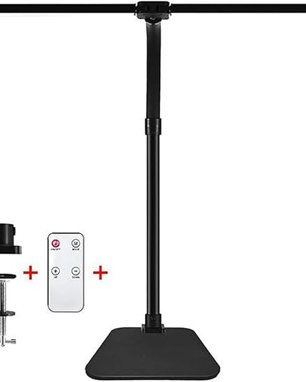 Double Head LED Desk Lamp with Remote Control for Home Office 24W Brightest Computer Desk Light for Workbench Drafting Architect Study Reading with Clamp and Base