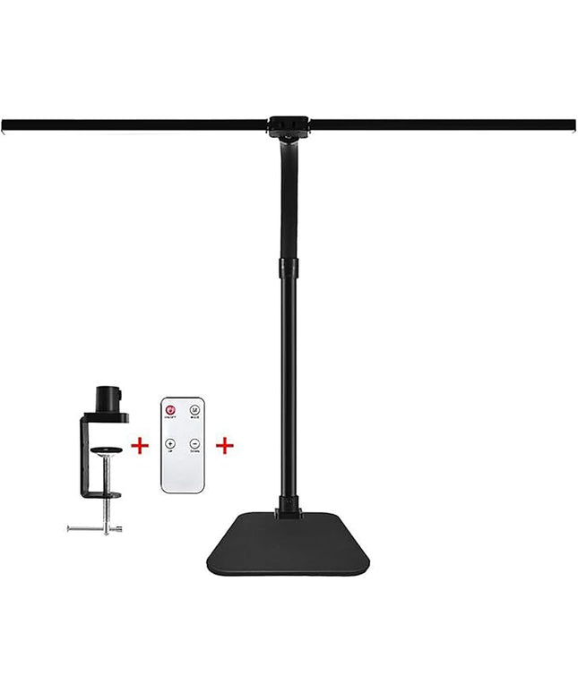 Double Head LED Desk Lamp with Remote Control for Home Office 24W Brightest Computer Desk Light for Workbench Drafting Architect Study Reading with Clamp and Base