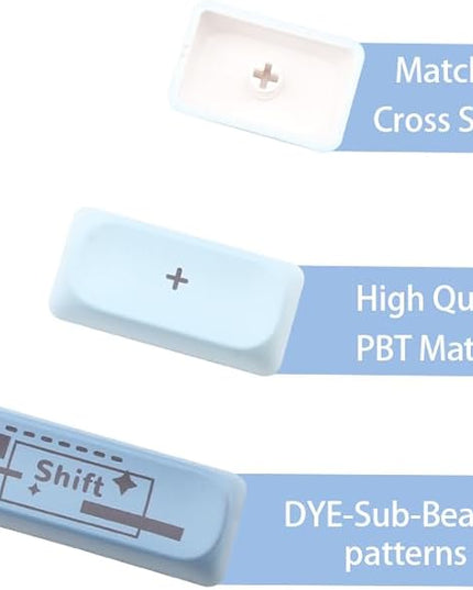 134 Keys MOA PBT Keycaps Set for Cherry Gateron MX Switches Mechanical Keyboard Key Cap (Gradient Blue)