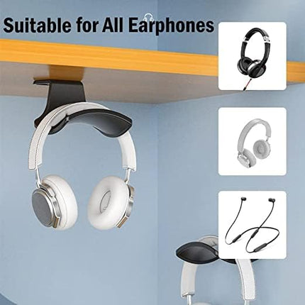 SIROLISA 2-Pack Headphone Stand Hanger Wall Hooks, Save Space Headset Stand Holder for Universal Gaming Headset Airpods Max Sony Bose Beats, Strong Adhesive with Screws, White