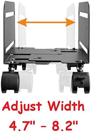 Mount Plus MP-CPB-4 2 Pack Black Computer Tower Desktop ATX-Case, CPU Steel Rolling Stand, Adjustable Mobile Cart Holder with Locking Caster Wheels (2 Pack Cart)