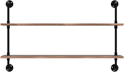 Pipe Shelves Industrial Pipe Shelving Real Wood Industrial Floating Shelves with Wood Planks 48 inch Wall Shelves Rustic Hanging Bookshelf Farmhouse Kitchen Bar Shelving