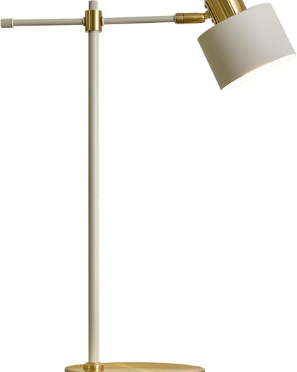 OYEARS Modern Industrial Desk Lamp for Reading LED 22.2“ Metal Table Lamp Light for Office Bedroom Study Room Living Room Nightstand Bedside Lamps Gold and Matte Cream Accent (Cream, Bulb Included)