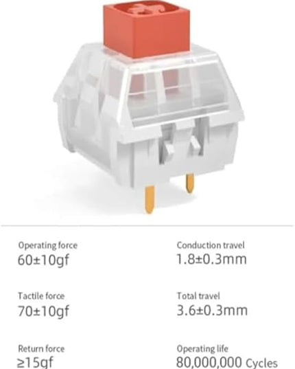 Kailh Box Heavy Orange Switches for DIY Mechanical Keyboard,3-pin/60gf Tactile/RGB/LED/IP56 Water&Dustproof/Long Life switches(Orange,10pcs)