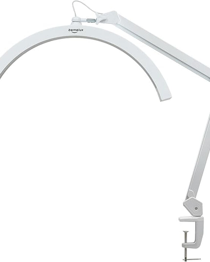 LED Half Moon Light with Desk Clamp, 30W Bright 288PCS LEDs, Metal Swing Arm for Beauty, Nail Art, Makeup, Facial Care, Tattoos, Sewing and Hand Craft DIY(White)