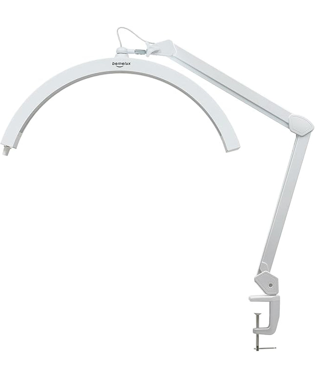LED Half Moon Light with Desk Clamp, 30W Bright 288PCS LEDs, Metal Swing Arm for Beauty, Nail Art, Makeup, Facial Care, Tattoos, Sewing and Hand Craft DIY(White)