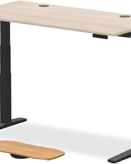 UPLIFTDESK V3 2-Leg Maple Laminate Wood Standing Desk – Adjustable Height, Advanced 1-Touch Memory Keypad, Under Desk Cable Management, Wire Grommets & Rocker Board (Black C-Frame, 60 x 30 inch)
