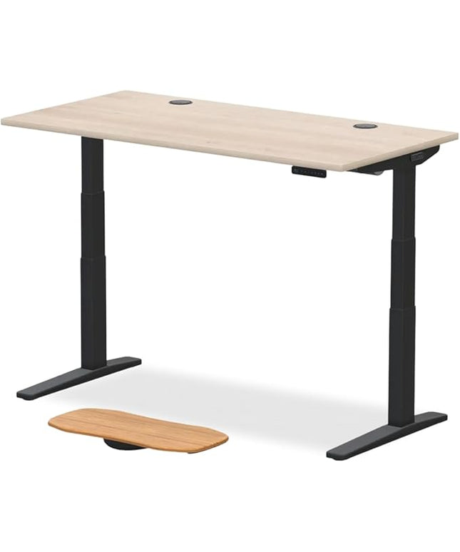 UPLIFTDESK V3 2-Leg Maple Laminate Wood Standing Desk – Adjustable Height, Advanced 1-Touch Memory Keypad, Under Desk Cable Management, Wire Grommets & Rocker Board (Black C-Frame, 60 x 30 inch)