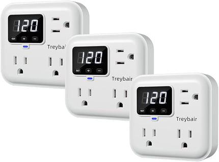 Surge Protectors 3-Outlet LED Display Power Strip with Voltage Protector, 80V-140V Refrigerator Surge Protector for TV Computer,Wall Mount,1800J,3 Pack