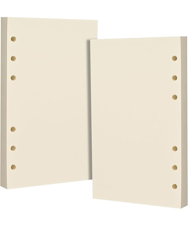 A6 6-Hole Blank Loose-Leaf Paper, Beige – Refill Pages for Standard A6 6-Ring Binder, Journals, Planners – Ideal for Office, Study, Recipes, Travel & Budgeting – Pack of 2 (80 Sheets per Pack)