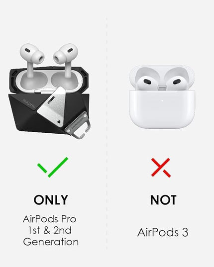 Aulumu A09 Geometric AirPods Pro 2 Case [2nd/1st Generation] with Lock | Protective Cover with Nylon Buckle | Alloy Armour | Compatible with Apple AirPods Pro(2023/2022/2019) - Gray