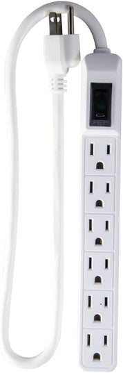 Go Green Power 6-Outlet Mini Surge Protector, 90 Joules, Circuit Breaker, Mountable, White – Ideal for Computers & Home Appliances