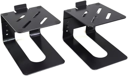 AEONS Professional Metal Desktop Speaker Stands Pair | Inclined Height Adjustable Vibration Absorption | Better Audio for Medium Small Bookshelf Computer Gaming Speakers, Studio Monitor Stand, Black