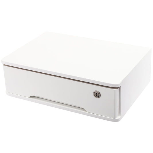 iSamLam Wood Desk Organizer with Drawers, Lockable Desktop Countertop Storage Cabinet for Home Office Supplies File Tabletop Organizing Unit (White)
