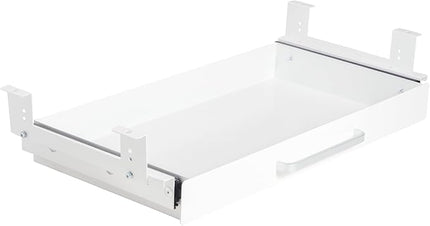 OSteed Under Desk Drawer Organizer 21" White Upgrade with Adjustable Brackets, Sliding Pull-Out Under Table Pencil Drawer, Office Standing Desk Attachment for Workbench
