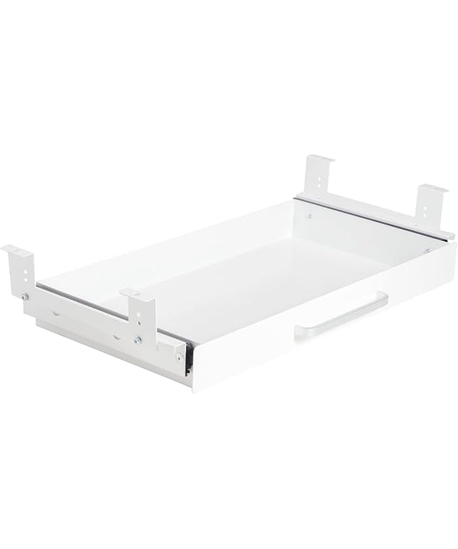 OSteed Under Desk Drawer Organizer 21" White Upgrade with Adjustable Brackets, Sliding Pull-Out Under Table Pencil Drawer, Office Standing Desk Attachment for Workbench