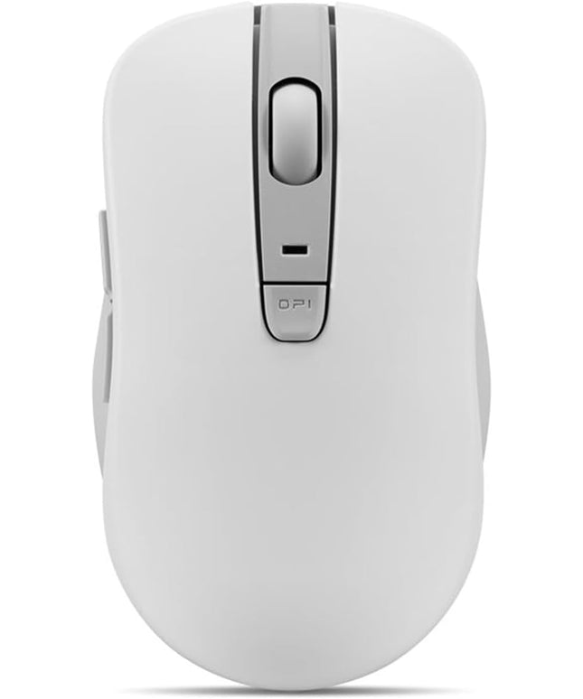 Lenovo Bluetooth Silent Mouse (WL300) - 5 Button Computer Mouse with Silent Left & Right Click – Sculpted Grip, Microsoft Swift Pair, Up to 1600 DPI (White)