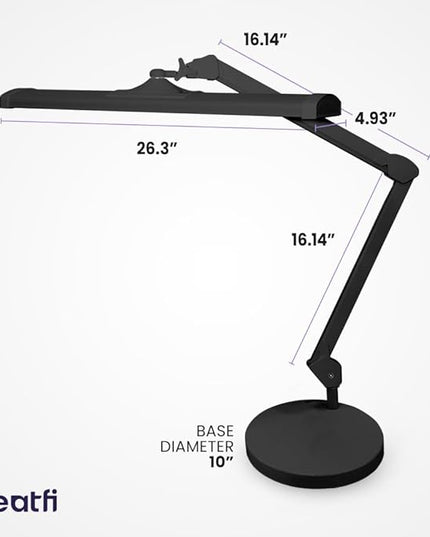 Neatfi Ultra 3,500 Lumen LED Desk Lamp, Color Correlated Temperature, 3 Light Modes, Dimmable, 45W, 26 Inch Wide Metal Shade, 540 SMD LEDs (CCT with Base, Black)